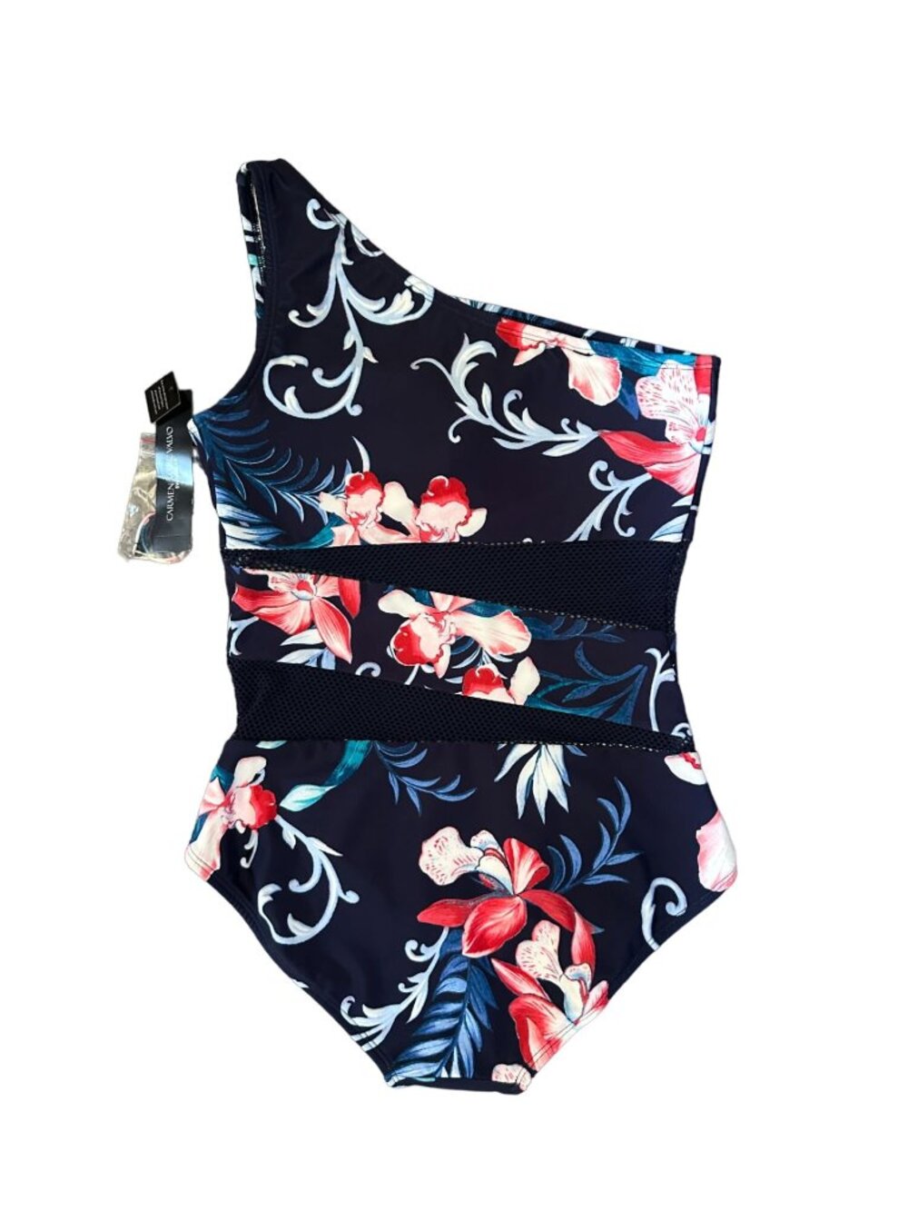 CARMEN MARC VALVO Floral Mesh Maritime Swimsuit Sz 8 NEW